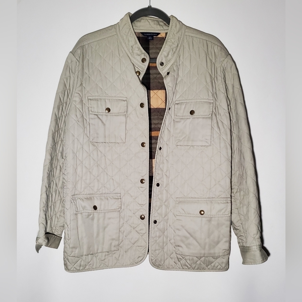 Lands' End Quilted Jacket - Beige- Women's- Size XL